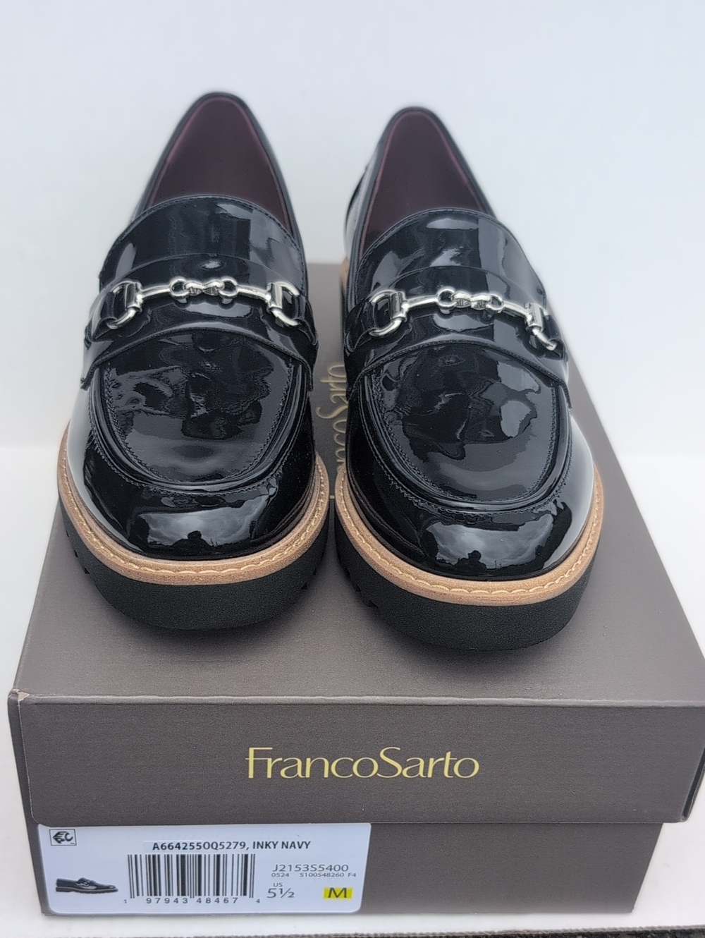 Franco Sarto Women's Inky Navy Patent Leather Loafers